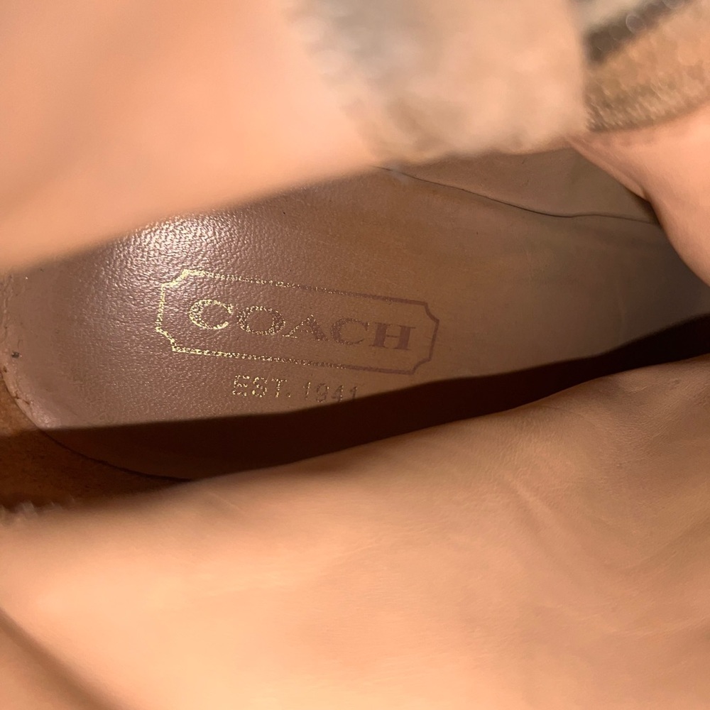 Coach Beige Heeled Boots with Shearling Trim - Picture 12 of 13